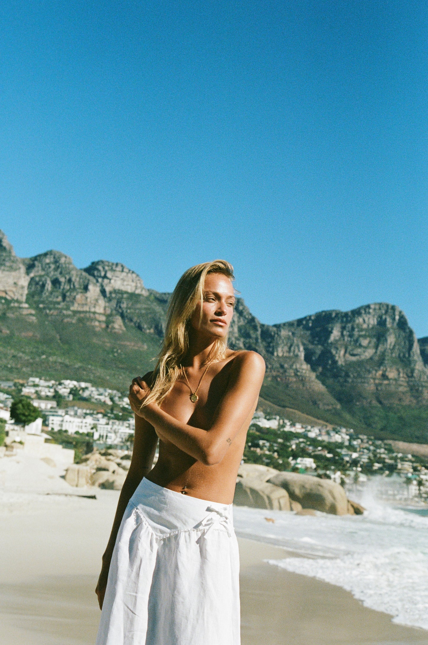 Tóxo Squid Maxi Skirt, White Linen