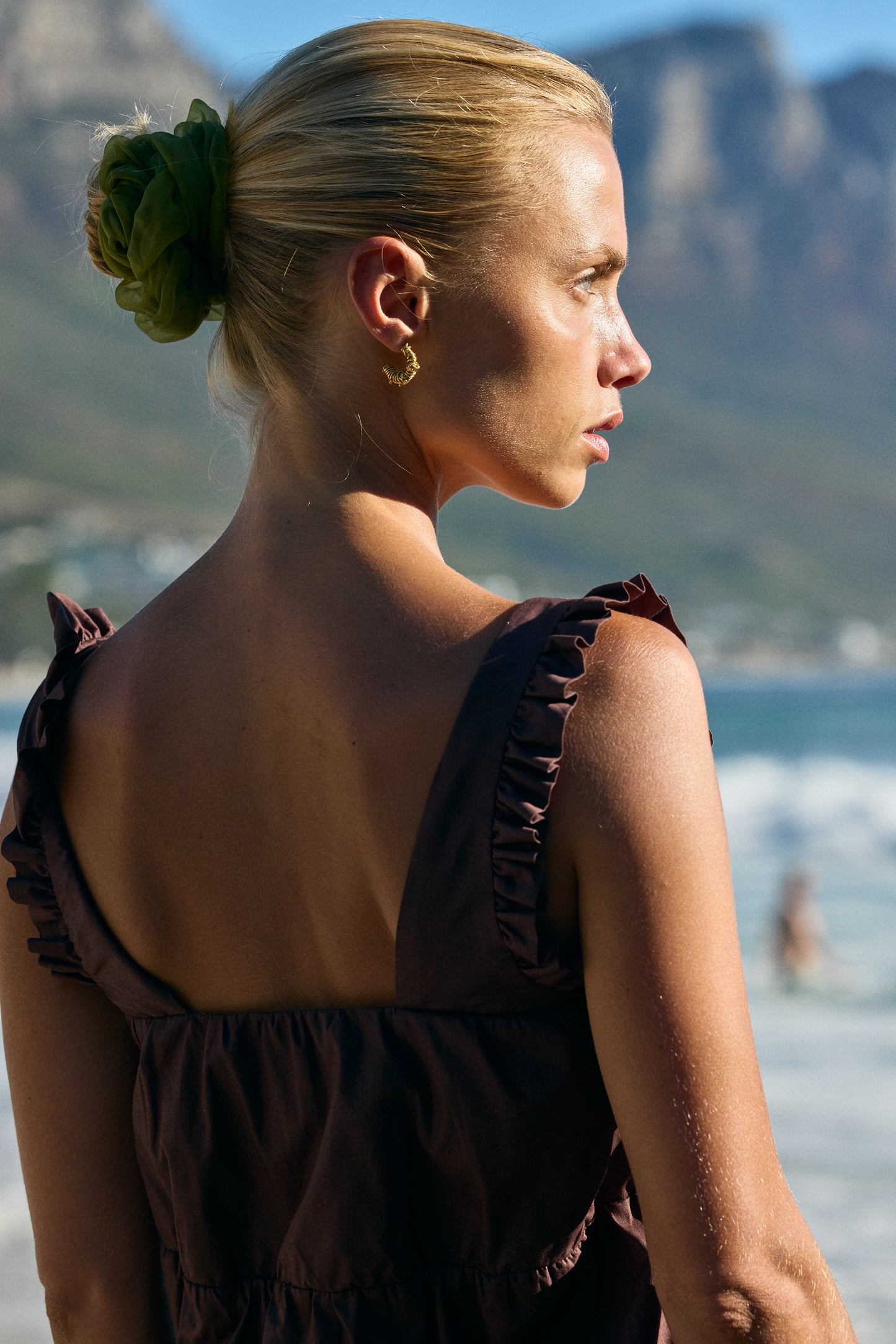 Sassy Milkmaid Dress, Chocolate Brown