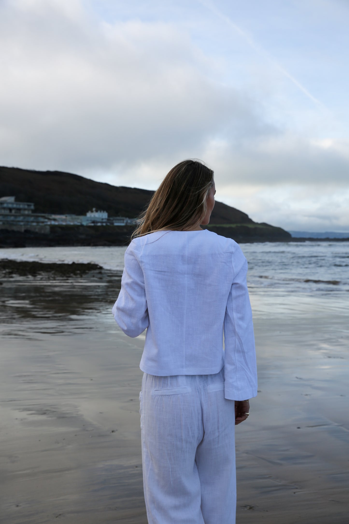 White Squid Long Sleeve Linen Top