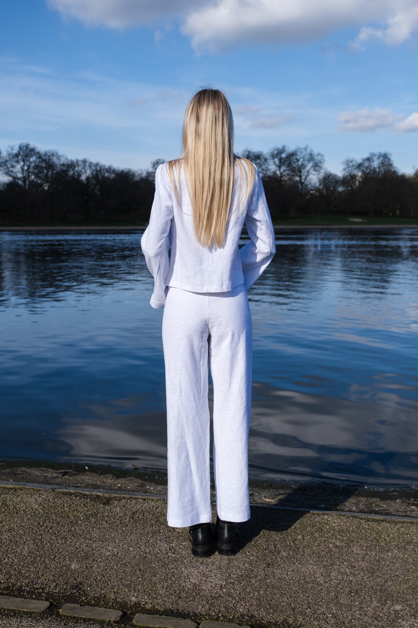 White Squid Linen Trousers