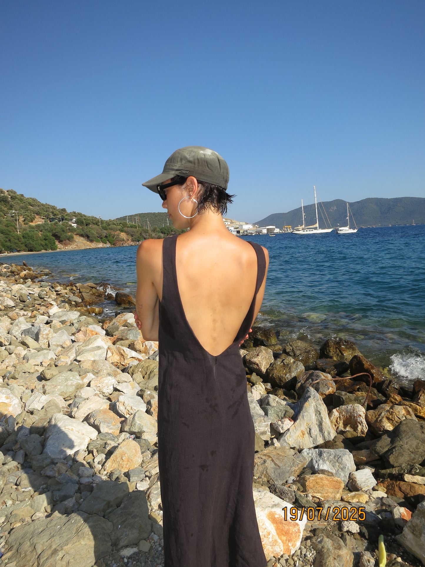 Black Washed Linen Midi Sassy Dress