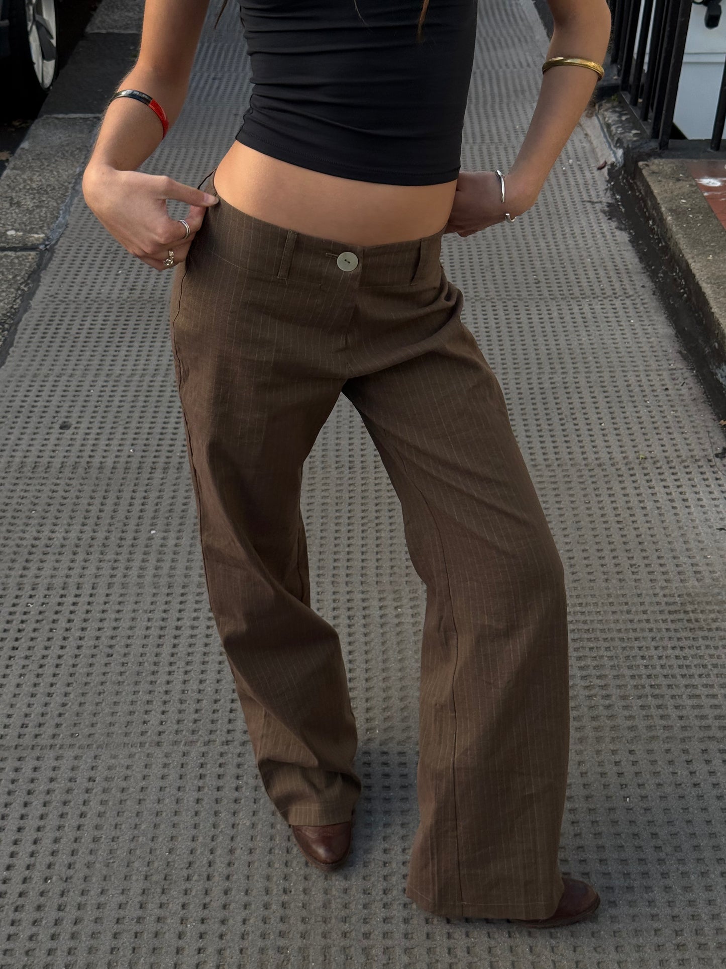 PRE-ORDER Deadstock Brown Squid Pinstripe Trousers