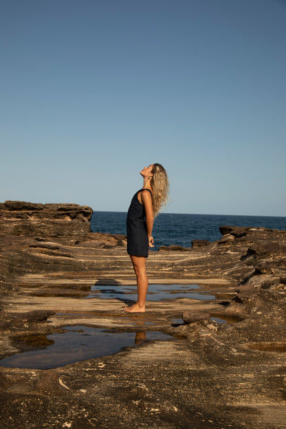 OG Navy Sassy Linen Dress