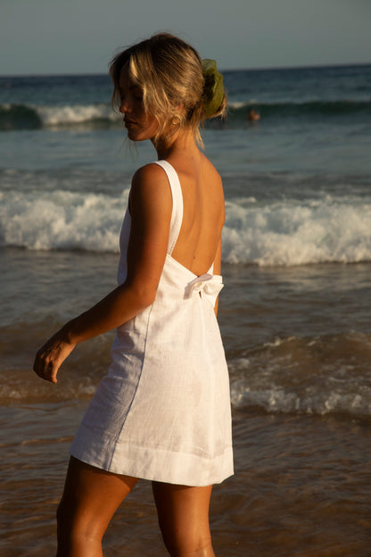 White Sassy Linen Dress