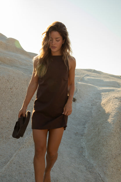 OG Dark Brown Sassy Linen Dress