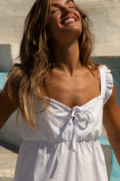Sassy Milkmaid Dress, White