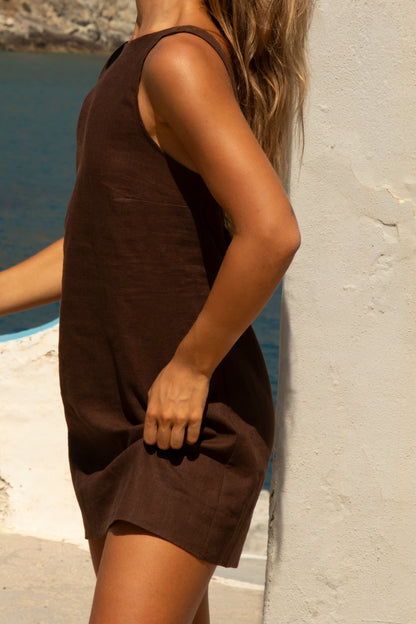 OG Dark Brown Sassy Linen Dress