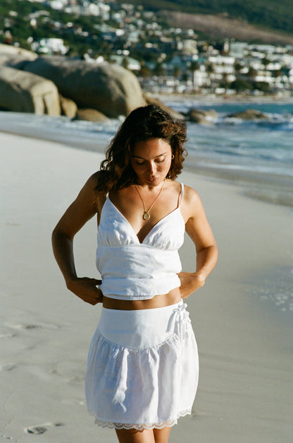 Tóxo Squid Mini Skirt, White Linen