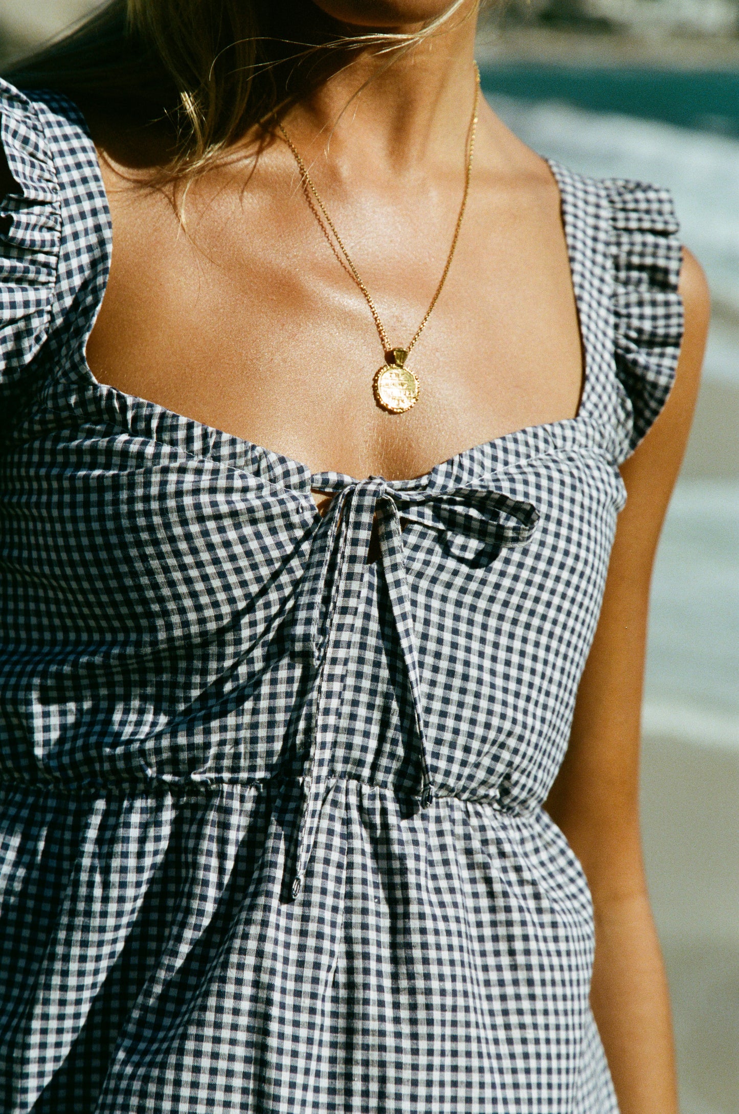 Sassy Milkmaid Dress, Navy & White Gingham