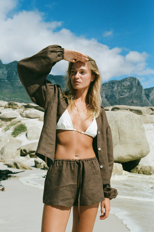Tóxo Squid Drawstring Shorts, Chocolate Brown