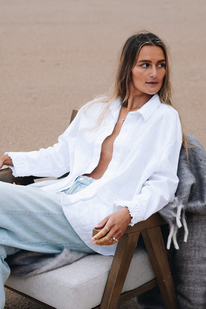 White Washed Linen Frilly Squid Shirt