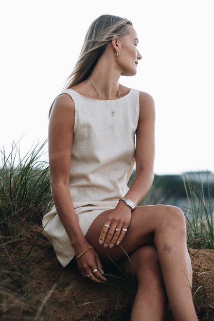 Sand Sassy Linen Dress