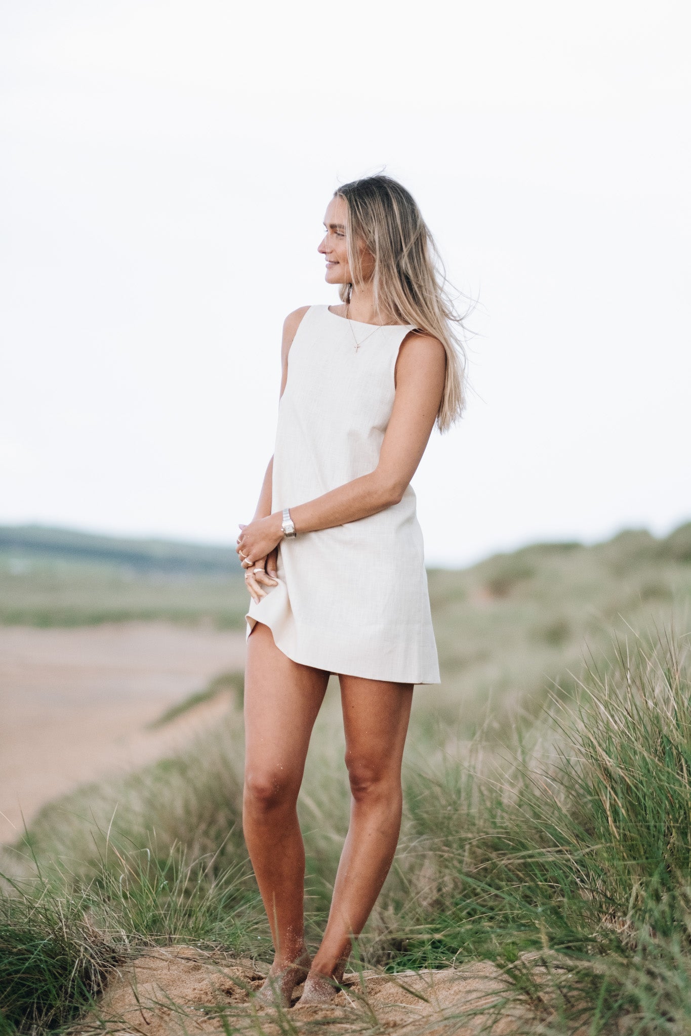 Sand Sassy Linen Dress