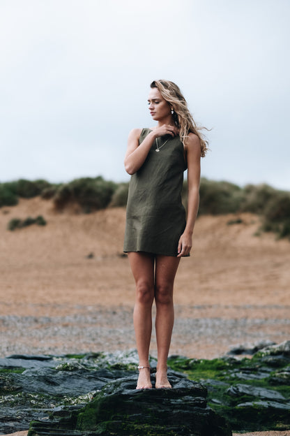 Olive Sassy Linen Dress