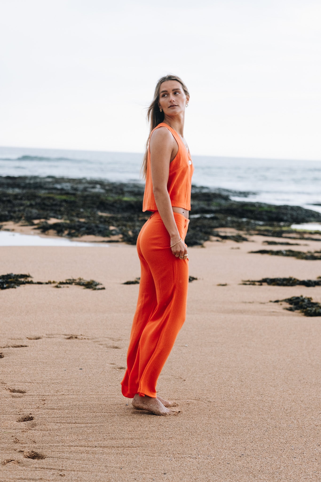 Orange Squid Linen Trousers