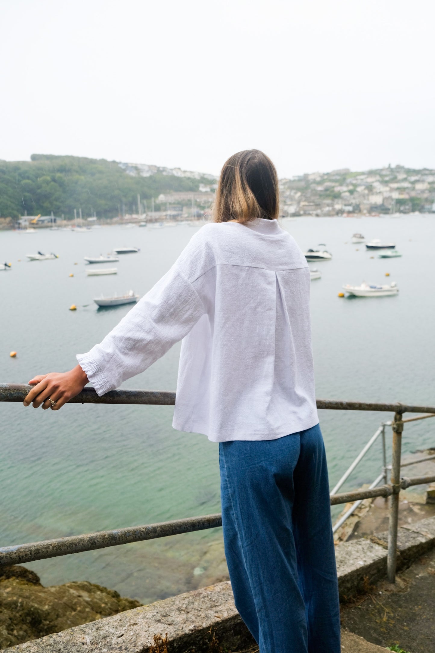 White Washed Linen Frilly Squid Shirt