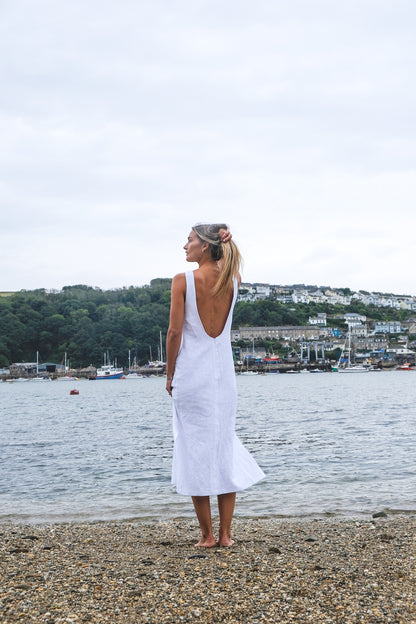 White Washed Linen Midi Sassy Dress