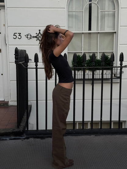 PRE-ORDER Deadstock Brown Squid Pinstripe Trousers
