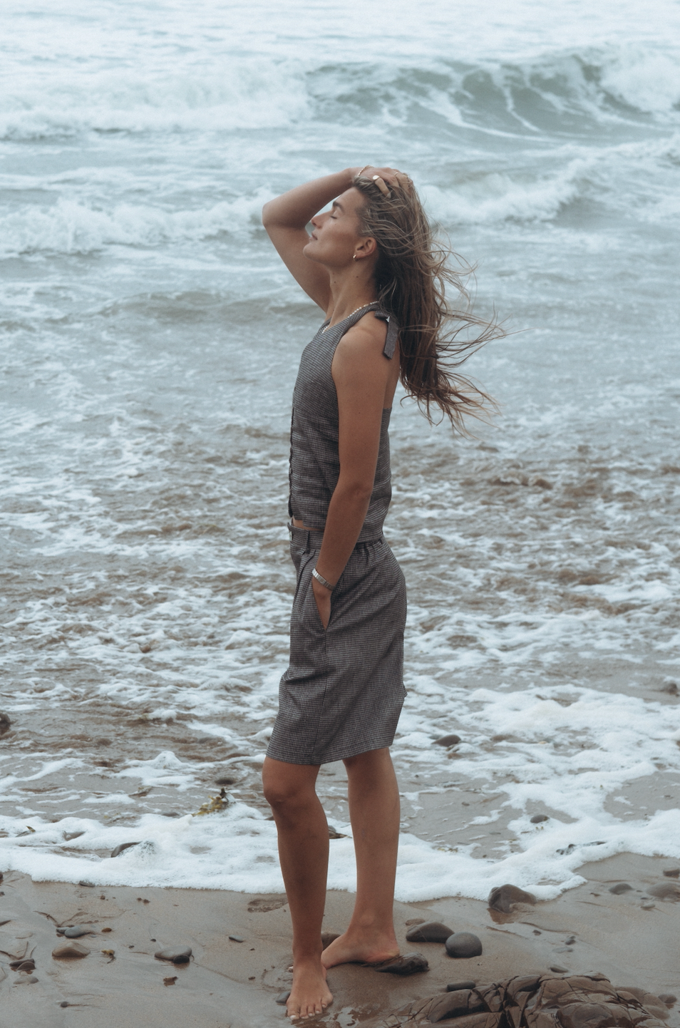 Gingham Squid Linen Boyfriend Shorts