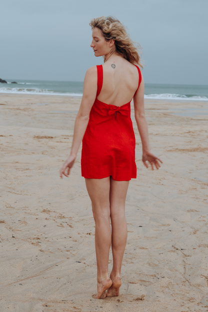 Red Sassy Linen Dress