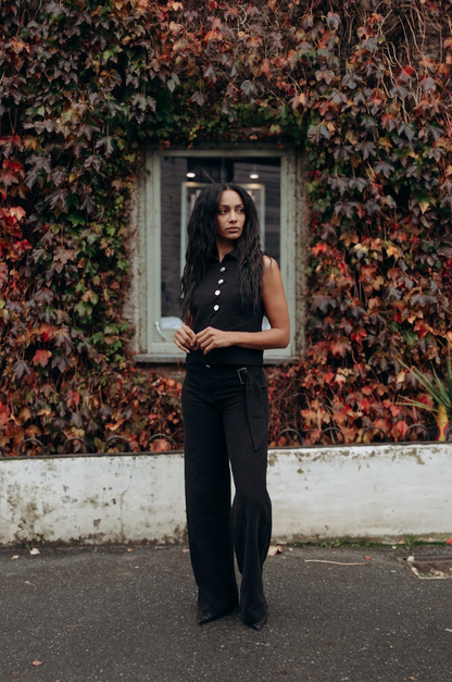 Washed Black Zóni Squid Linen Top