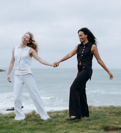 Washed Black Zóni Squid Linen Trousers