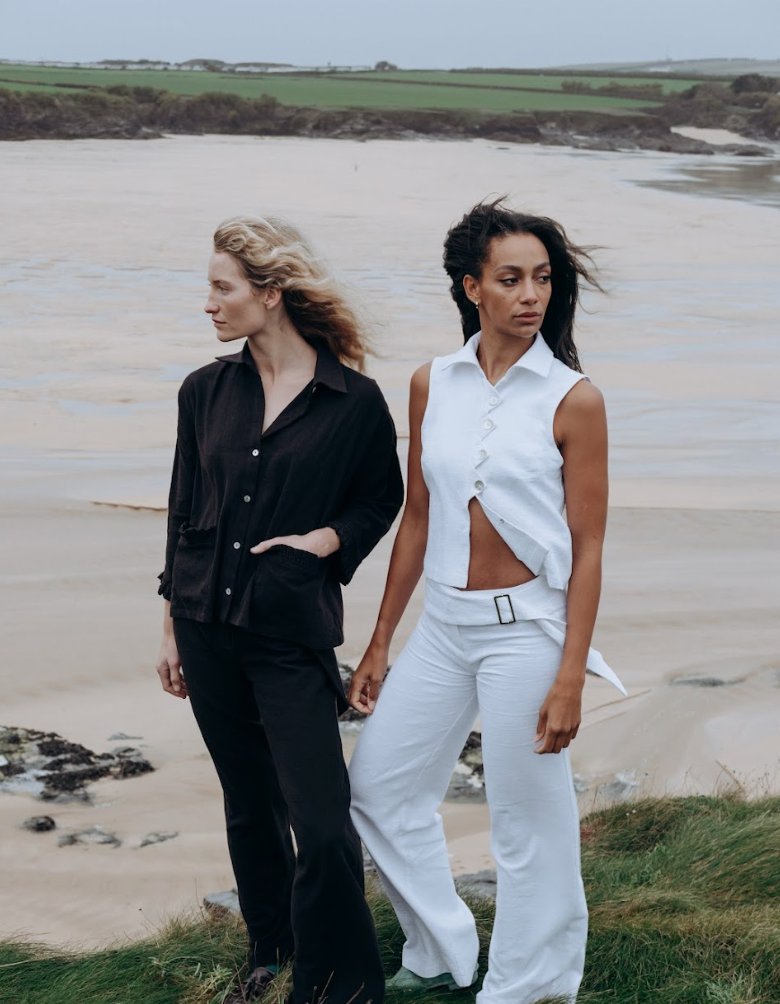 Washed White Zóni Squid Linen Top