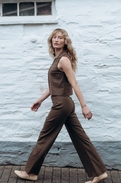 Deadstock Brown Squid Pinstripe Trousers