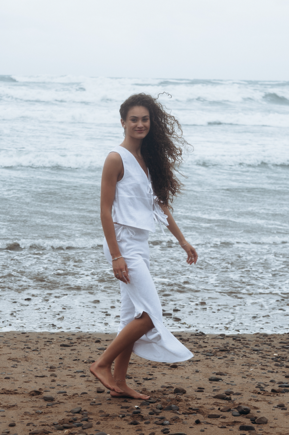 Sample White Washed Linen Maxi Skirt
