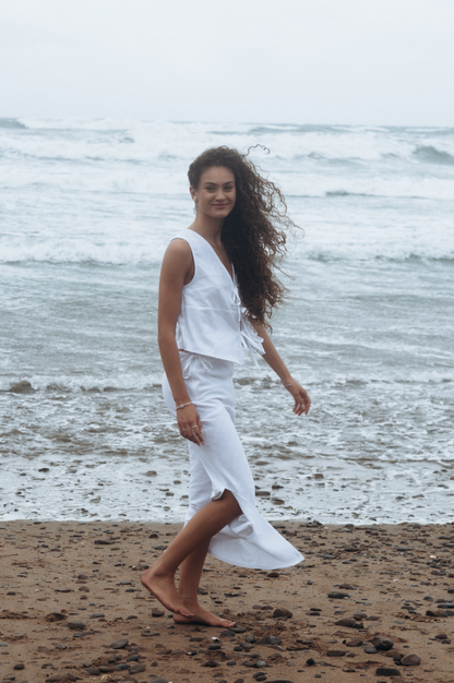 Sample White Washed Linen Maxi Skirt