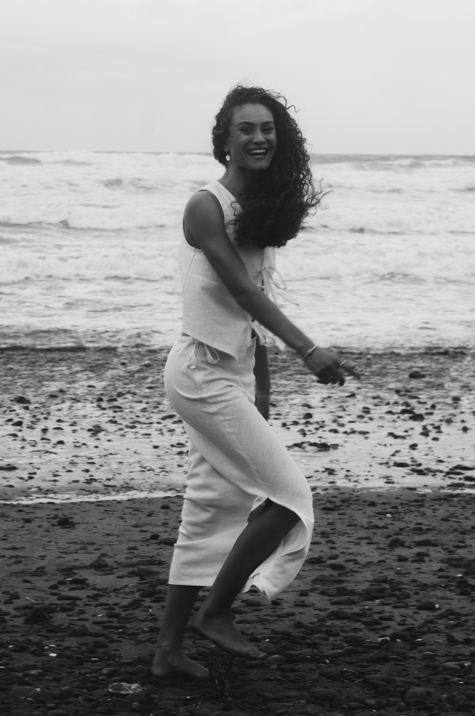 Sample White Washed Linen Maxi Skirt