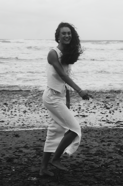 Sample White Washed Linen Maxi Skirt