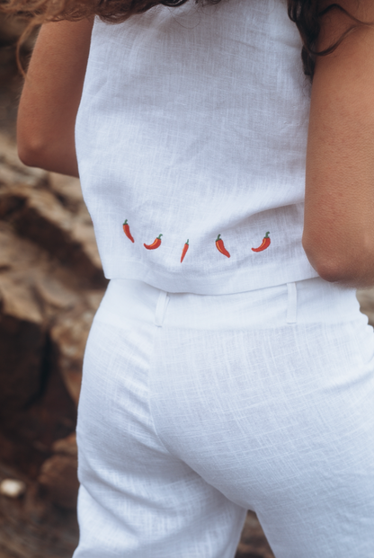 Sample Chilli Squid White Linen Top