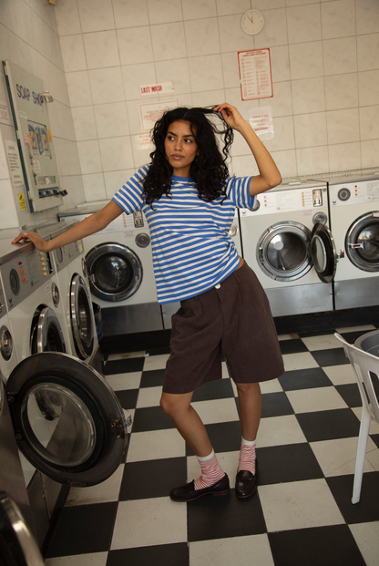 Chocolate Brown Squid Linen Boyfriend Shorts