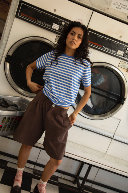 Chocolate Brown Squid Linen Boyfriend Shorts