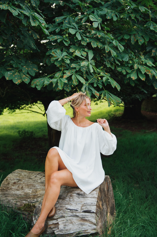 The Rose Dress, French White Cotton
